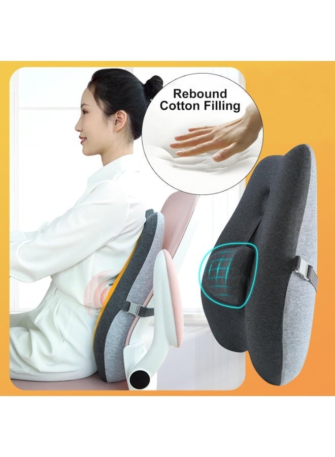 Bukela Adjustable Lumbar Support Cushion For Office Chairs, Alleviating Back Pain And Improving Posture. Features An Ergonomic Memory Foam Cushion With Adjustable Sliders For Tailored Back Support, Ideal For Prolonged Sitting (1 Piece). - Image 4