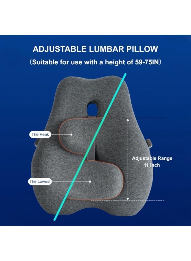 Bukela Adjustable Lumbar Support Cushion For Office Chairs, Alleviating Back Pain And Improving Posture. Features An Ergonomic Memory Foam Cushion With Adjustable Sliders For Tailored Back Support, Ideal For Prolonged Sitting (1 Piece). - Image 5