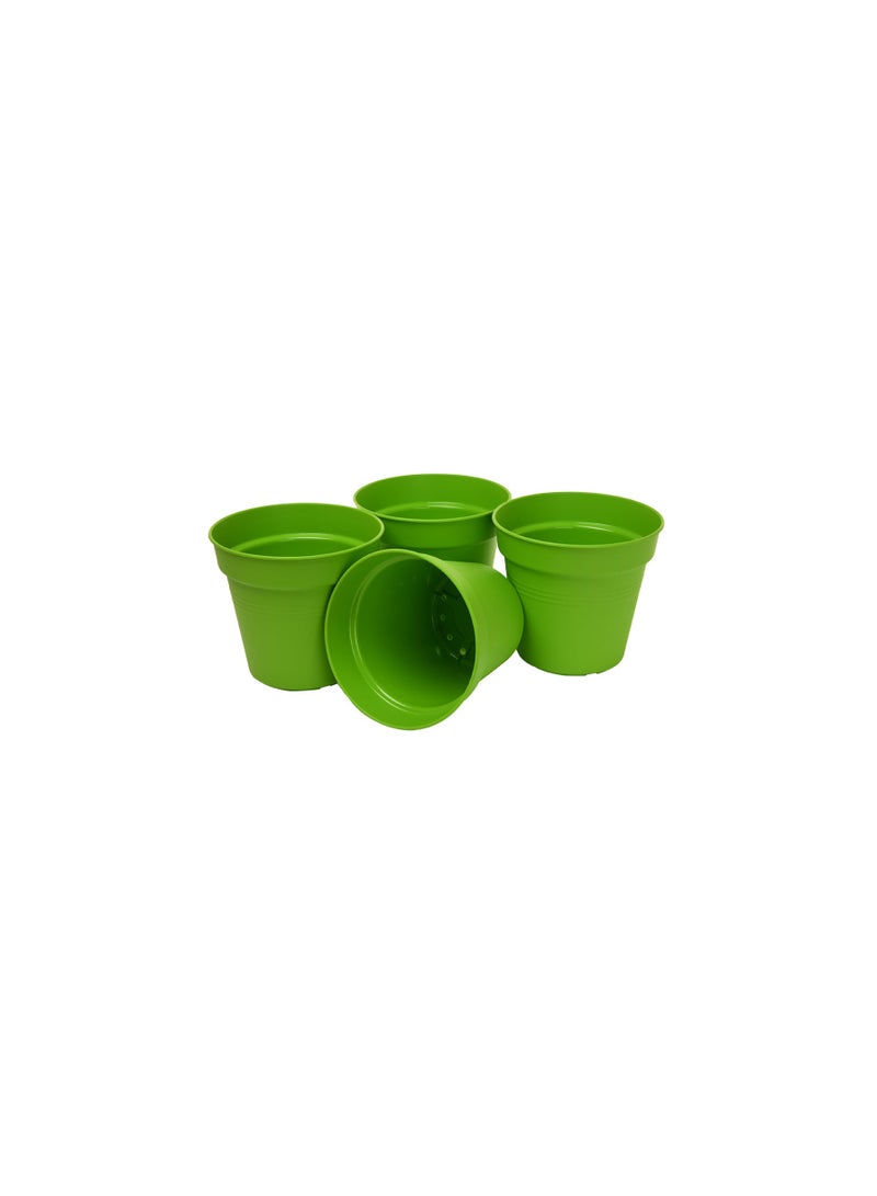 Mintra Round Flower Pot Planters X-Small - Pack of 4 with bottom tray - Plastic | Color - Light Green | Size - 11x11x10cm | Asthetically Decorate Your Terrace, Garden or Patio. Ideal for outdoor or indoors - Image 3