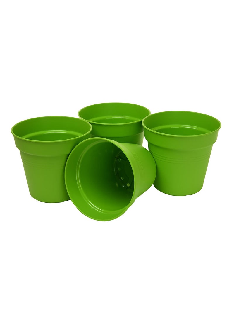 Mintra Round Flower Pot Planters X-Small - Pack of 4 with bottom tray - Plastic | Color - Light Green | Size - 11x11x10cm | Asthetically Decorate Your Terrace, Garden or Patio. Ideal for outdoor or indoors - Image 2