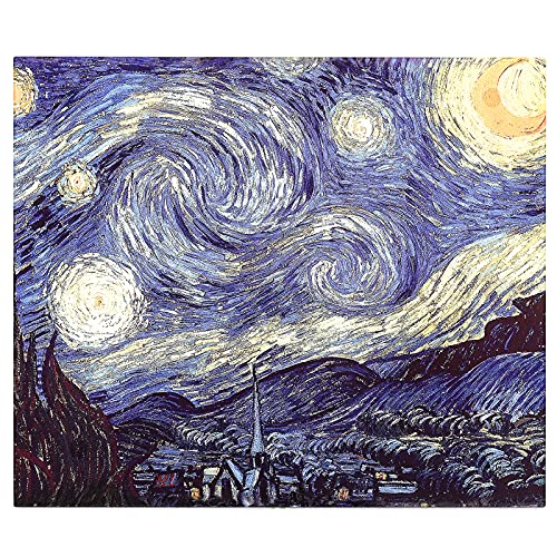 Menesia Tempered Glass Cutting Board for Kitchen Van Gogh Design Blue Starry Large Heat Resistant and Dishwasher Safe Chopping Board Large 12x14inch