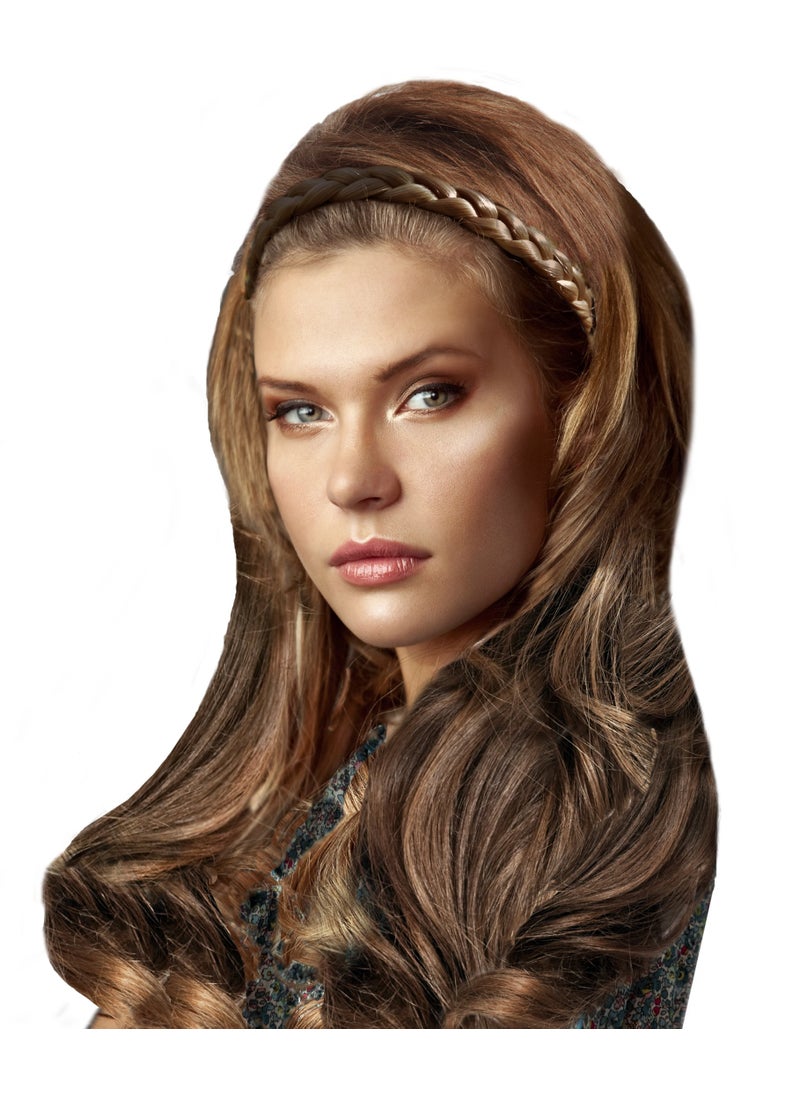 Mia Mia Jumbo Braidie, Braided Hair Accessory Made of Synthetic Wig Hair, Medium Brown, 3/4 Inch Wide, for Women, Teens, Girls 1pc 