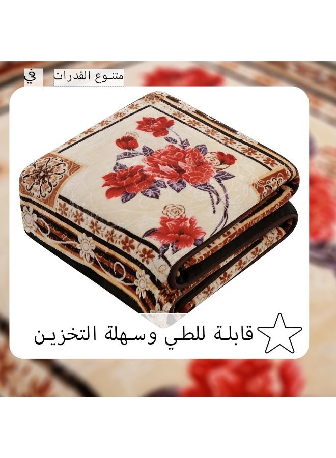 Bleco Luxury 6kg Large and Thick Double Blanket, Size 240x220cm, Double-Layer Comfortable and Warm Winter Blanket, Flush Floral Design Bedding Cover, Suitable for Dormitories, Offices, Sofas, Living Rooms and Bedrooms, High-Quality Home Decor Gift, Bed Blanket Companions. (Brown) - Image 5