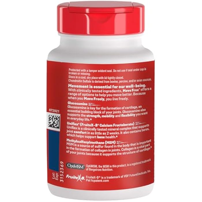 Move Free Advanced Plus MSM Coated Tablets, Joint Health Supplement with Glucosamine and Chondroitin, 120 Count, Pack of 2 - Image 4