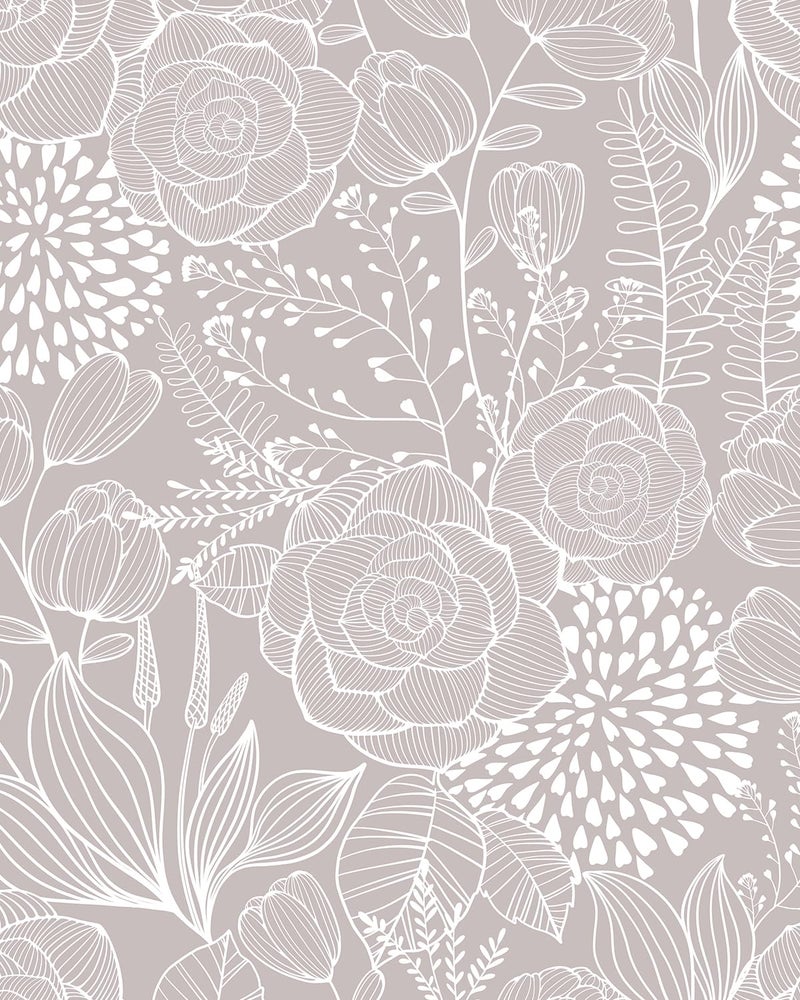 Wudnaye Grey and White Peel and Stick Wallpaper Floral Contact Paper 17 x 1968 Boho Floral Self Adhesive Wallpaper for Bathroom Modern Neutral Removable Wall Paper for Cabinets Vinyl Decorative - Image 2