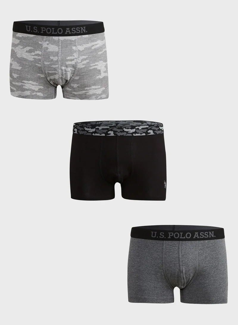 U.S. Polo Assn. 3 Pack Logo Print Trunks
