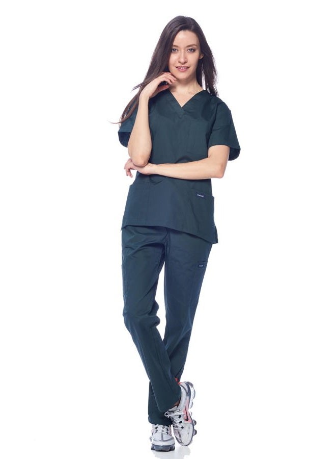 DAGACCI Top and Pants Medical Uniform Scrubs Set for Women and Men, Hunter Green, S - Image 2