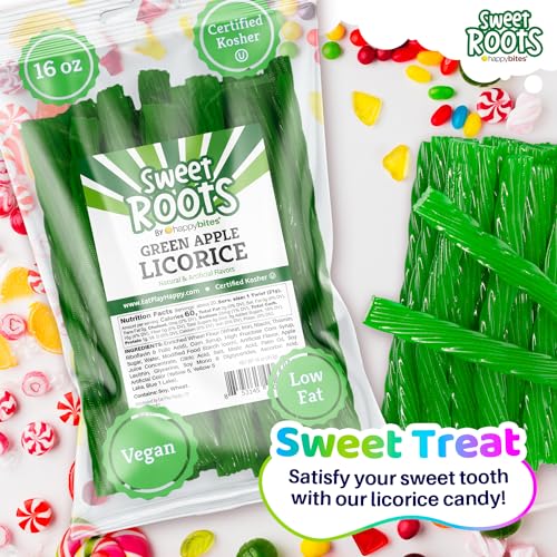 Happy Bites Sweet Roots Green Apple Licorice Twists – Jumbo Soft Licorice Sticks Made with Real Fruit Juice | Gourmet Apple Candy for Snack Lovers | Vegan, Fat-Free, Kosher (16 oz) - Image 4
