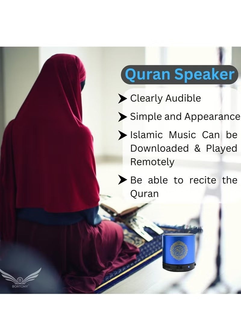 "SQ200 Portable Bluetooth Quran Speaker – 8GB MP3 Player with Remote Control, FM Radio, and Quran Translation (Blue)" - Image 3