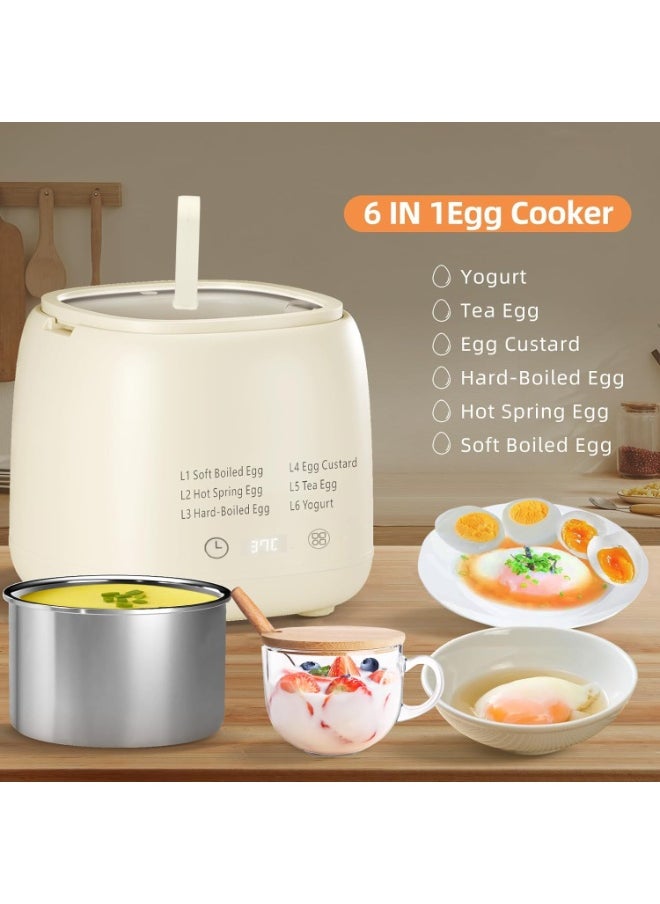 Angju - Rapid Egg Cooker, 6 in 1 Timable Egg Cooker for Hard Boiled Eggs, Soft Boiled, Egg Custard, Yogurt, Electric Egg Boiler with Auto Shut Off and Beep Alarm, Smart Egg Maker for Home, Kitchen - Image 1