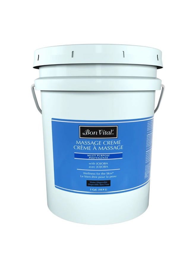 Multi-Purpose Massage Creme, Professional Massage Cream with Aloe Vera to Relax Sore Muscles, Increase Circulation & Repair Dry Skin, Full Body Massage Moisturizer Cream, 5 Gallon Pail - Image 1