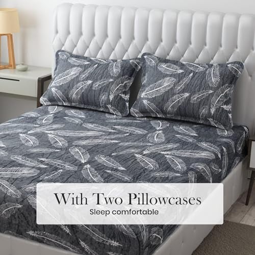 FRESH FROM LOOM Printed Soft Fur Bed Sheet with 2 Pillow Cover,Hypoallergenic Woollen Feel Bedsheet,All Side Elastic Premium Winter King Size Fitted(Size,78"x72"(Fit up to 10 Inch)),200 TC,Multicolor - Image 2