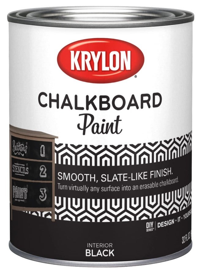 Krylon K05223000 Chalkboard Paint Special Purpose Brush-On, Black, Quart, 1 Quarts (Pack of 1) - Image 1