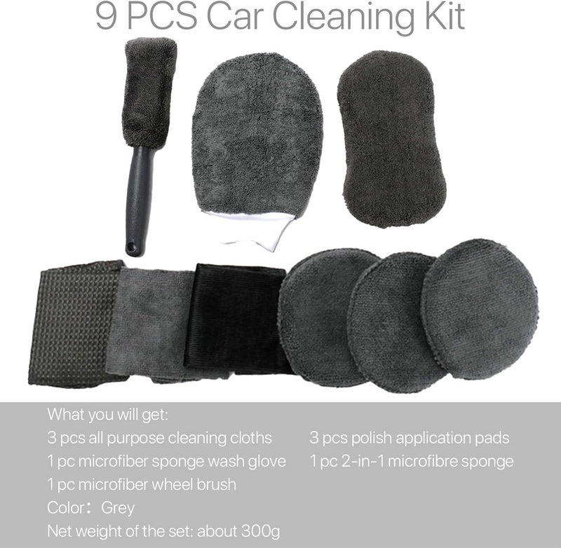SCIENISH Car Detailing Kit,Auto Cleaning Supplies,Car Wash Kit 9/6 PCS Car Wash Set,Car Cleaning Supply,Car Wash Supplies,Car Interior Cleaning kit,Car Cleaning Sets,Car Cleaning Tools (9 pcs Grey) - Image 3