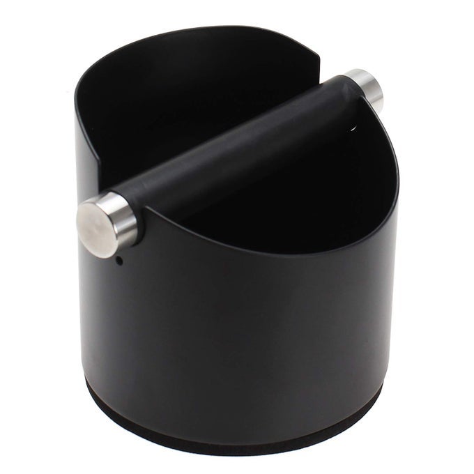 ESPRESSO KNOCK BOX STAINLESS STEEL COFFEE GROUNDS KNOCK BOX WITH REMOVABLE KNOCK BAR AND NONSLIP RUBBER BASE BLACK