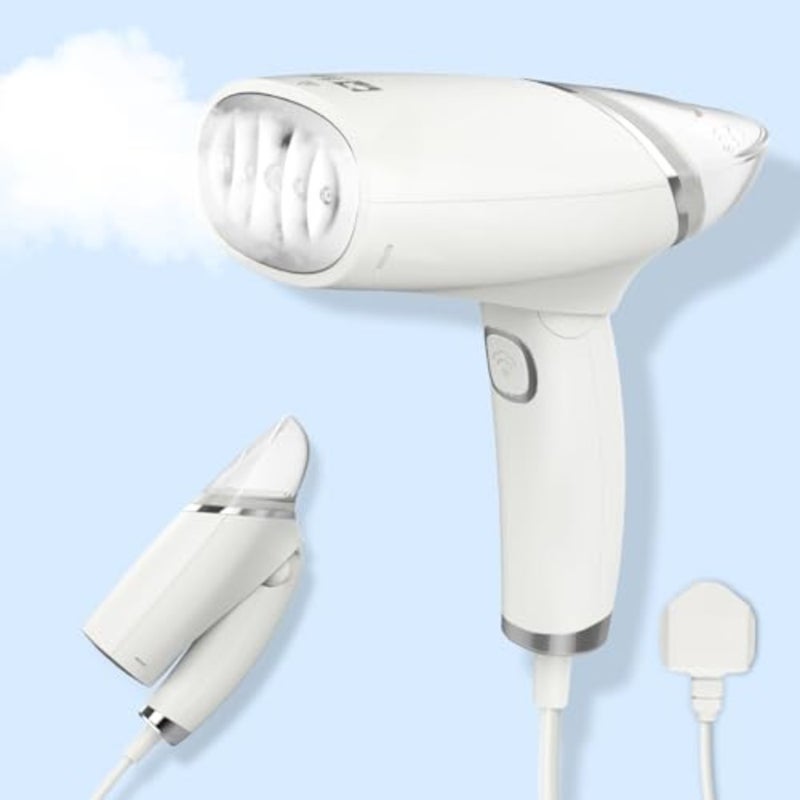 Handheld Steamer for Travel and Home Use, Stainless Steel Body, Black, 1000W Fast Heat-up with Auto Power-off Protection and Detachable Brush - Image 1