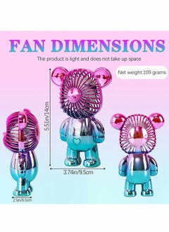 General Handheld Fan Portable Fan Mini Hand Held Fan with USB Rechargeable Battery 3 Speed Personal Desk Table Fan with Base Handheld Fan for Outdoor Travelling or Indoor Office Home Green  - Image 4