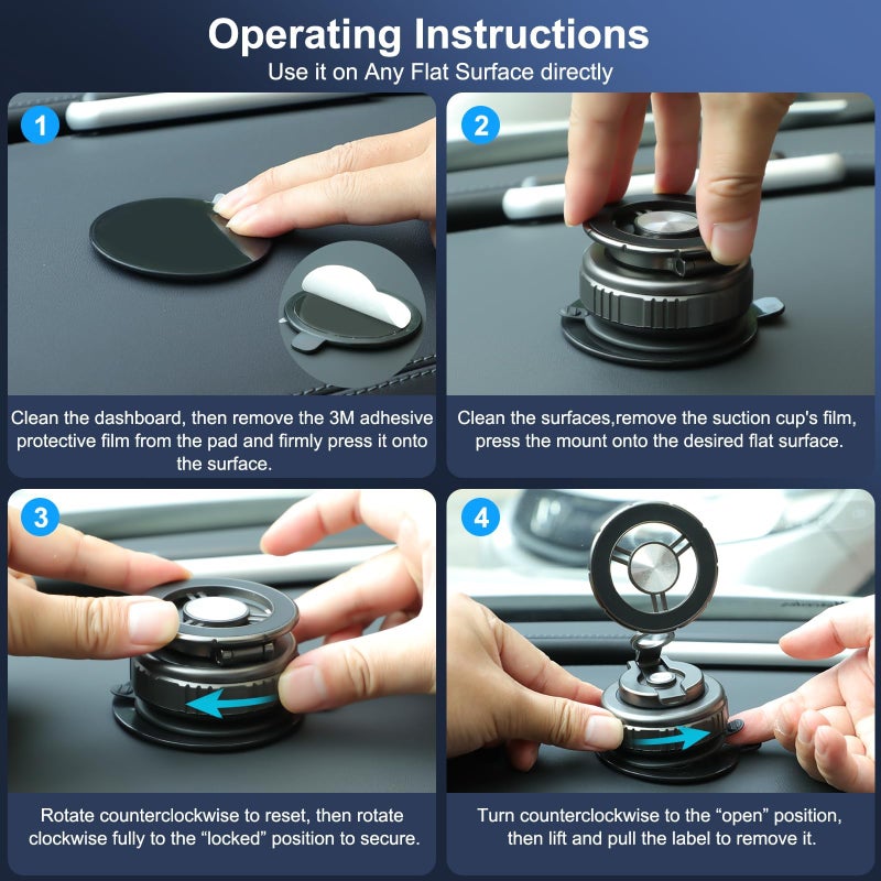HUGSEE 2025 New Vacuum Magnetic Phone Holder for Car, Magsafe Car Mount for Car/Gym/Mirror/Smooth Surface, Compatible with iPhone Android and All Smartphones(G518) - Image 5
