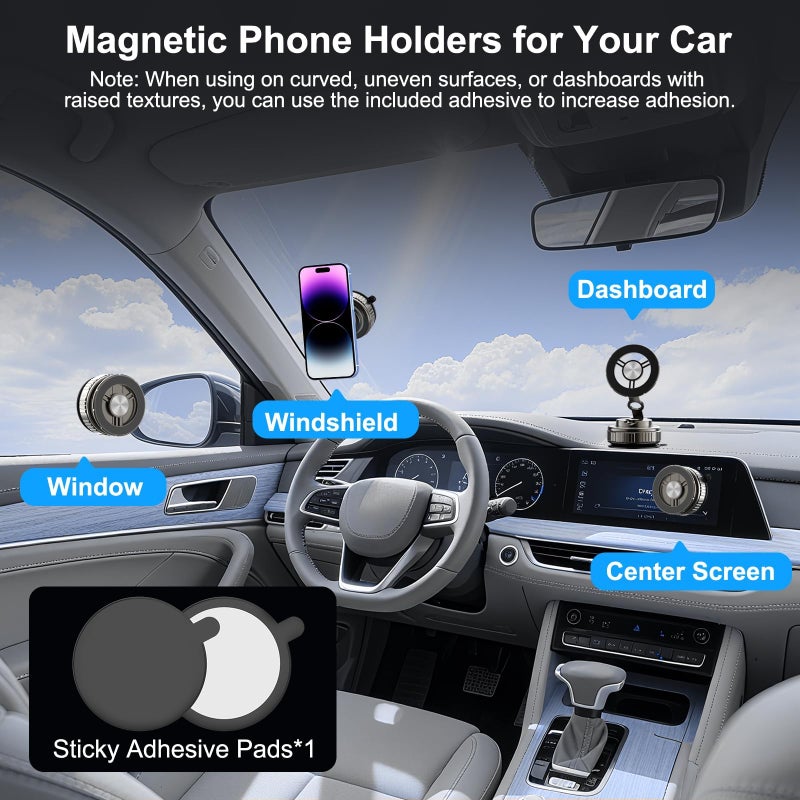 HUGSEE 2025 New Vacuum Magnetic Phone Holder for Car, Magsafe Car Mount for Car/Gym/Mirror/Smooth Surface, Compatible with iPhone Android and All Smartphones(G518) - Image 2