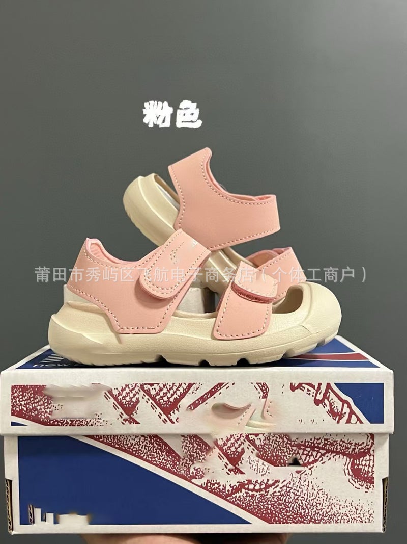 Tied Shoes Factory-Children'S Baotou Foot Protection Beach Velcro Sandals Non-Slip Soft Bottom Baby Sports Sandals - Image 1