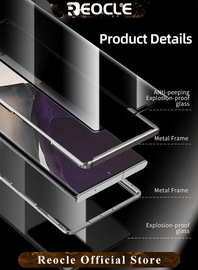 REOCLE Phone Case for Samsung S21 Ultra Magnetic Cover Magnetic Adsorption Technology Metal Frame Case Tempered Glass Back Cover Support Wireless Charging - Image 5