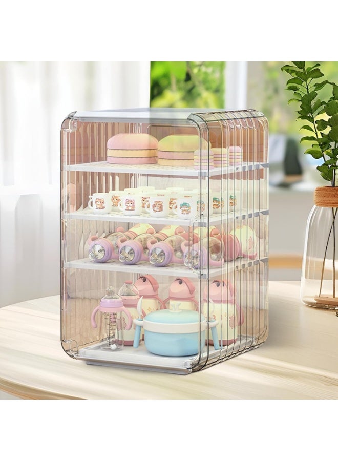 NANAO Bottle Storage Organizer Baby, Multi Layer Dustproof Storage Box With Cover, For Baby Bottles Kitchen Table Fridge Closet Bedroom Dorm Room Pantry Nursery(4 tiers-black) - Image 4