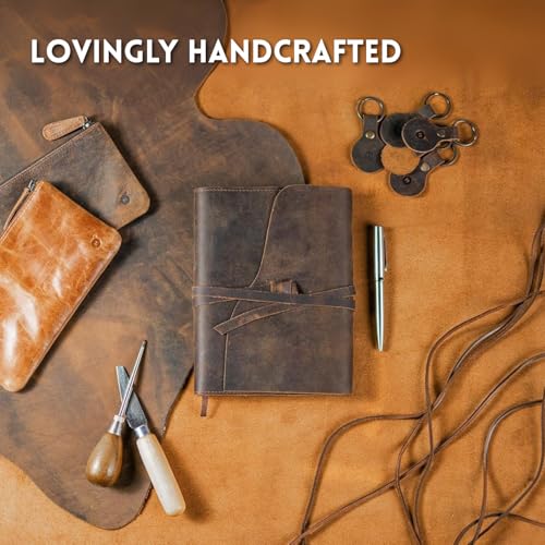 moonster Leather Journal Refillable Notebook - Writing Journals for Women, Mens Journal Leather Notebook Cover with Pen - Leather Bound Lined Paper A5 Travelers Diary - Travel Journal for Writing - Image 2