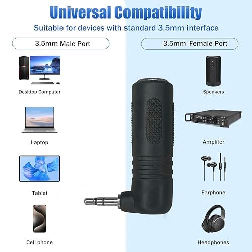 MX 3.5mm Male to Female Stereo Audio Adapter TRS Headphone Jack Extender Connector Compatible with Headset Earphone Laptop Smartphone PC MP3 Tablet TV Speaker DVD Player - Image 3