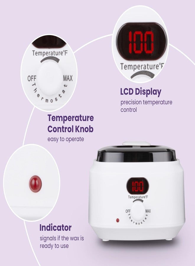 Sunvivi Waxing Kit, Brazilian Wax Warmer for Hair Removal with 5 Bag Hard Wax Beads, Digital Display Melt Warmer Kit for Women Men Full Body, Legs, Face, Bikini,Sensitive skin, White - Image 3