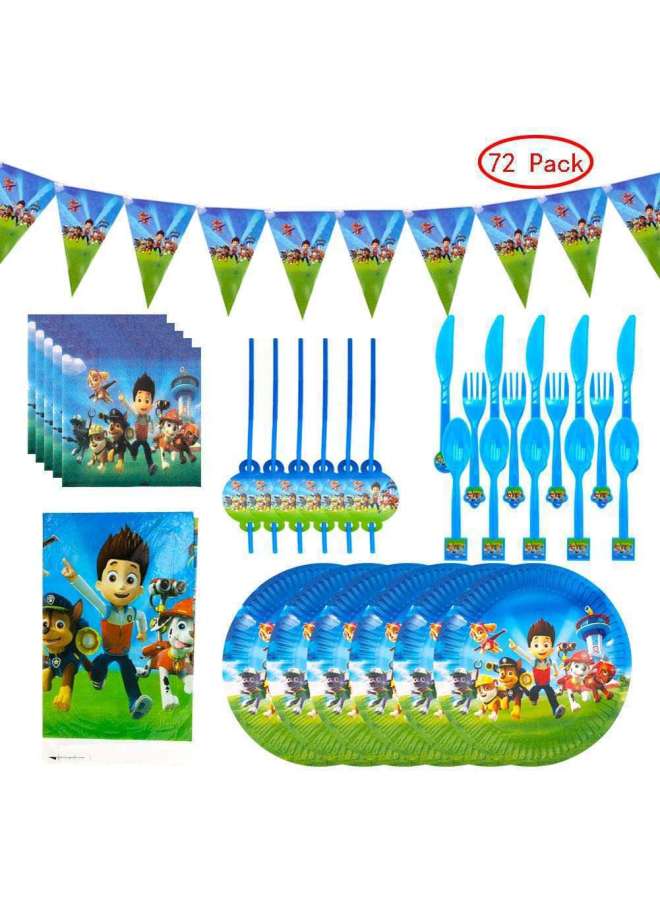 Team Children's Baby's Birthday Holiday Party Tableware Dog Triangle Flag Paper Cup Paper Plate Party Supplies Set - Image 2