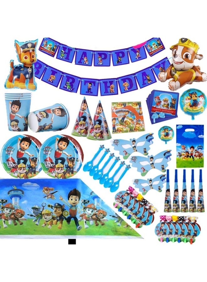 Team Children's Baby's Birthday Holiday Party Tableware Dog Triangle Flag Paper Cup Paper Plate Party Supplies Set - Image 3