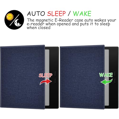 GOVTVA Magnetic Leather Case for 7'' Onyx Boox Go 7 / Boox Tablet Go Color 7 (Gen II/Gen I 2025/2024) /Boox Page Ultra-Thin Lightweight Cover with Auto Sleep/Wake & Magnetic Closure (Cloth Bark Blue) - Image 5