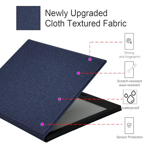 GOVTVA Magnetic Leather Case for 7'' Onyx Boox Go 7 / Boox Tablet Go Color 7 (Gen II/Gen I 2025/2024) /Boox Page Ultra-Thin Lightweight Cover with Auto Sleep/Wake & Magnetic Closure (Cloth Bark Blue) - Image 4