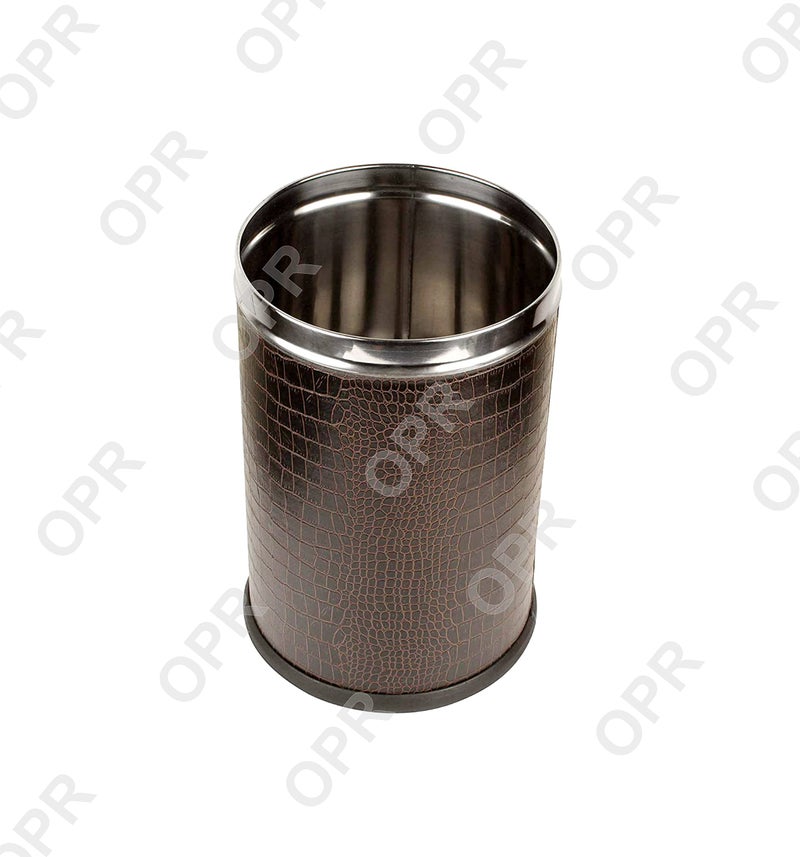 OPR Stainless Steel Leather Open Dustbin Without Lid| Trash Can, Steel Dustbin For Home, Bedroom, Washrooms, Office And Kitchen- 10 litres (8 X 12 inch) (Brown) - Image 2