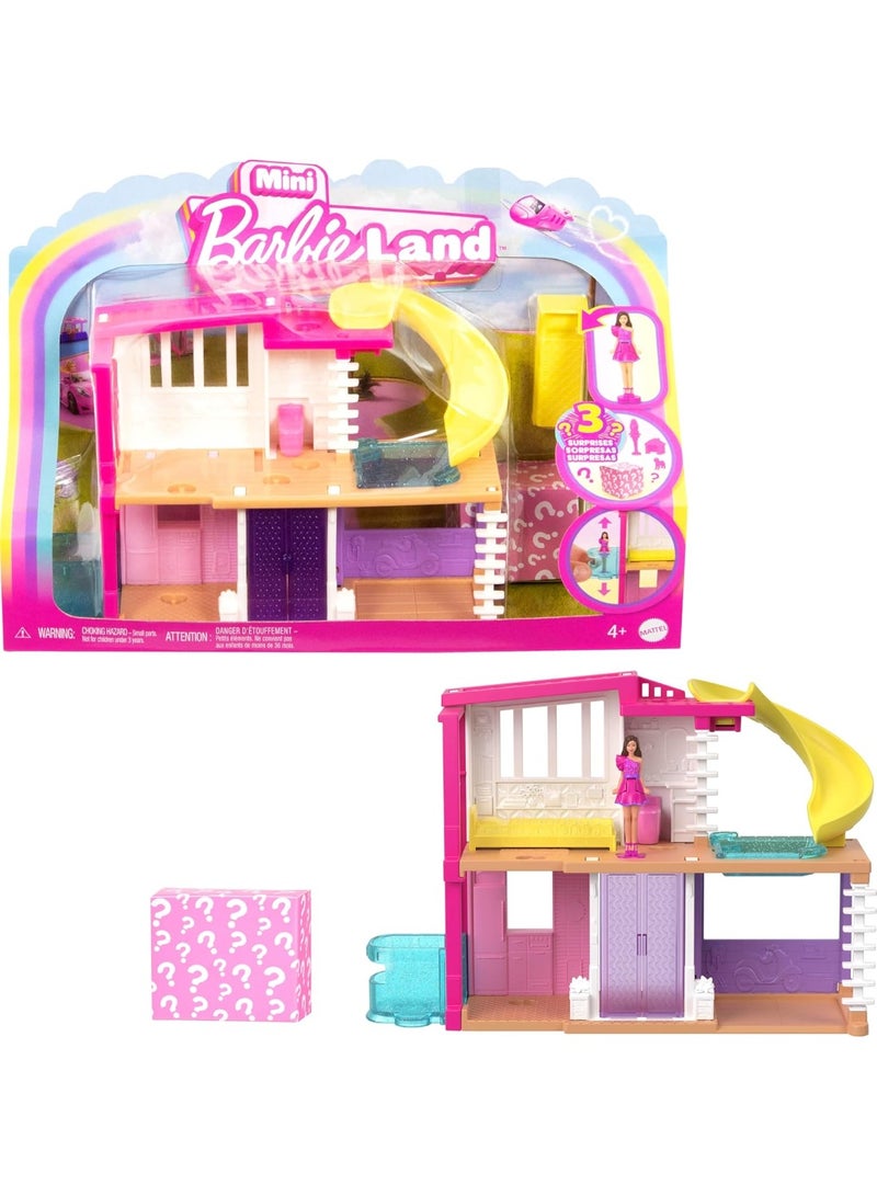 Barbie Mini Barbieland Double Decker Dollhouse Playset with Brunette Mini Doll & Surprise Accessories, Ages 4+ - Image 4