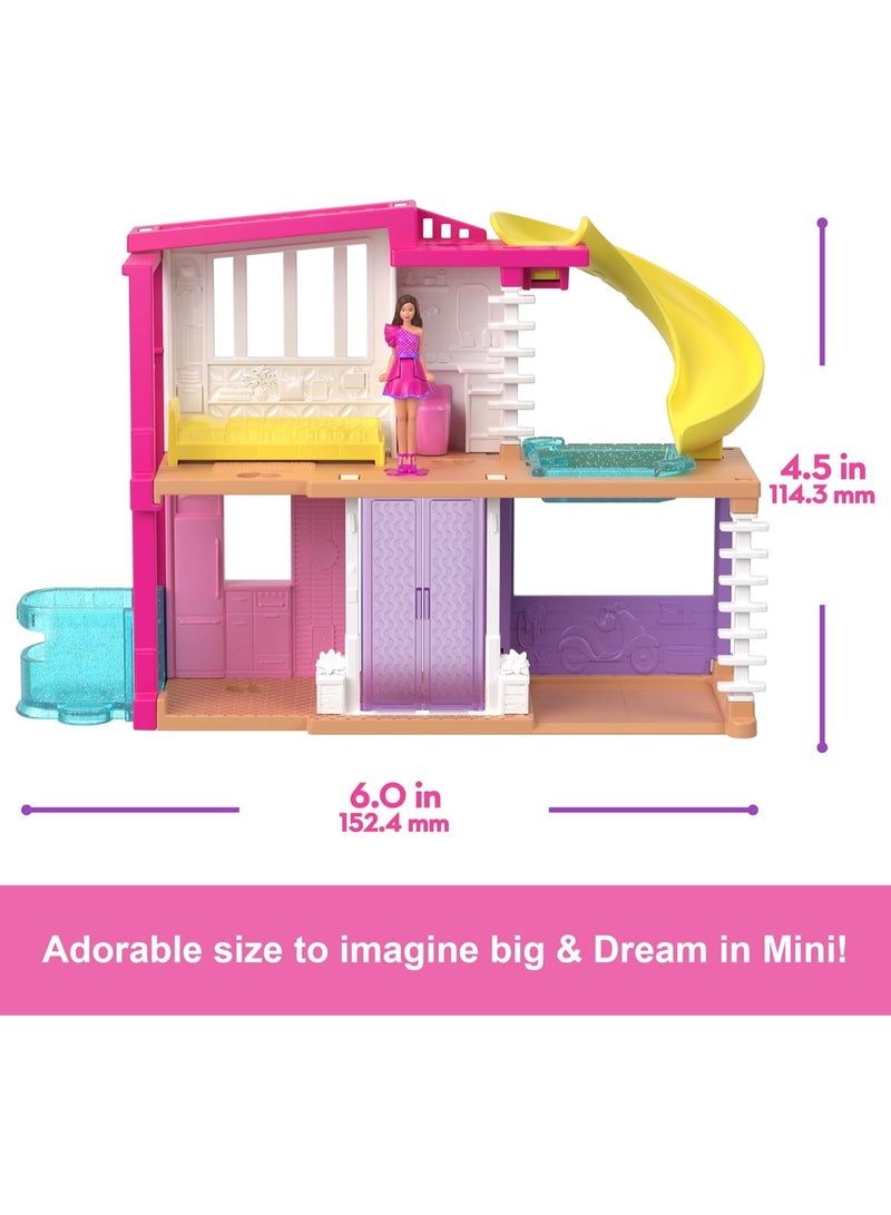 Barbie Mini Barbieland Double Decker Dollhouse Playset with Brunette Mini Doll & Surprise Accessories, Ages 4+ - Image 2
