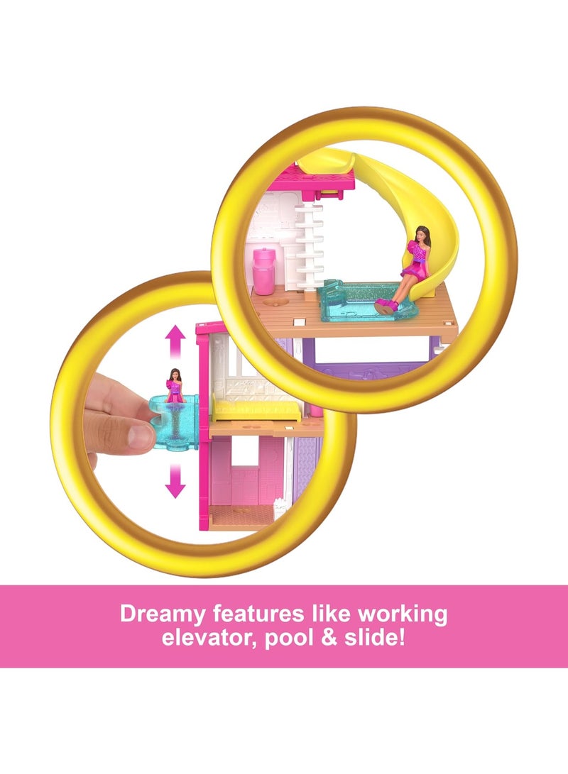Barbie Mini Barbieland Double Decker Dollhouse Playset with Brunette Mini Doll & Surprise Accessories, Ages 4+ - Image 1