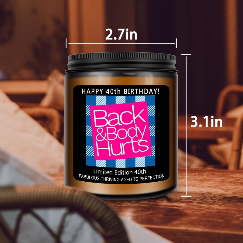 Homsolver 40th Birthday Gifts Women Men, Happy 40th Birthday Decorations Candles Gift for Her Him, Funny 40 Years Old Ideas -Lavender Scented Candle - Image 4