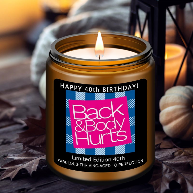 Homsolver 40th Birthday Gifts Women Men, Happy 40th Birthday Decorations Candles Gift for Her Him, Funny 40 Years Old Ideas -Lavender Scented Candle - Image 3