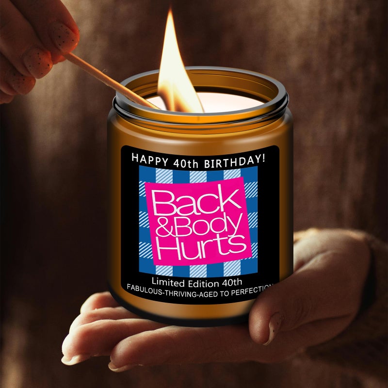 Homsolver 40th Birthday Gifts Women Men, Happy 40th Birthday Decorations Candles Gift for Her Him, Funny 40 Years Old Ideas -Lavender Scented Candle - Image 5