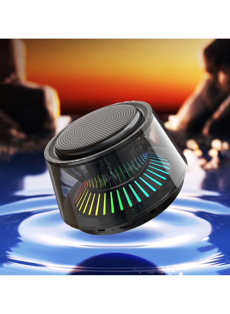 General Wireless Bluetooth Speaker Seven Color Glazed Glass Horn Transparent Top Turntable Atmosphere Light Household Portable Colorful Speaker  - Image 1