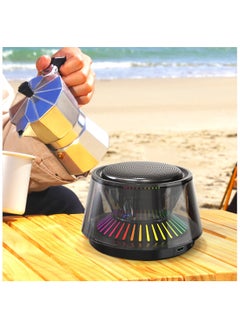 General Wireless Bluetooth Speaker Seven Color Glazed Glass Horn Transparent Top Turntable Atmosphere Light Household Portable Colorful Speaker  - Image 3