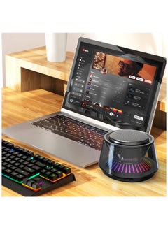 General Wireless Bluetooth Speaker Seven Color Glazed Glass Horn Transparent Top Turntable Atmosphere Light Household Portable Colorful Speaker  - Image 2