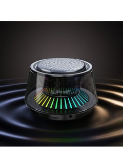 General Wireless Bluetooth Speaker Seven Color Glazed Glass Horn Transparent Top Turntable Atmosphere Light Household Portable Colorful Speaker  - Image 4