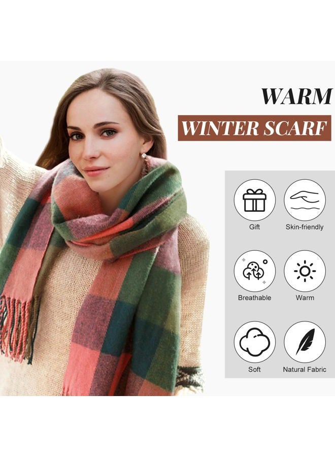 YSense Women's Long Plaid Blanket Chunky Oversized Winter/Fall Warm Scarf Big Tartan Scarves Wrap Shawl, Multicoloured, Multicoloured, M - Image 5