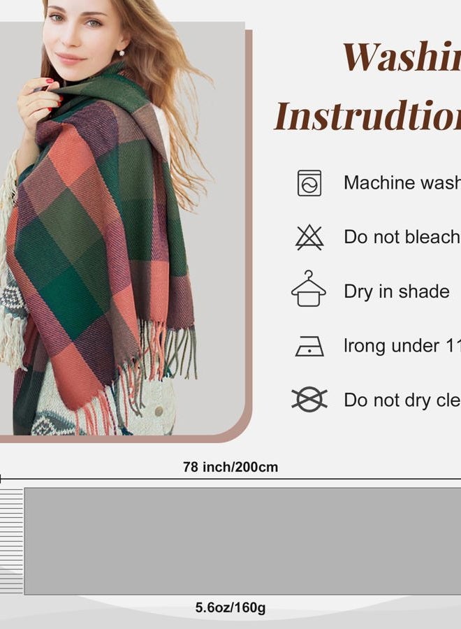 YSense Women's Long Plaid Blanket Chunky Oversized Winter/Fall Warm Scarf Big Tartan Scarves Wrap Shawl, Multicoloured, Multicoloured, M - Image 3