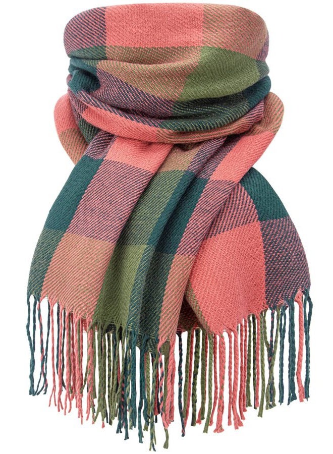 YSense Women's Long Plaid Blanket Chunky Oversized Winter/Fall Warm Scarf Big Tartan Scarves Wrap Shawl, Multicoloured, Multicoloured, M - Image 1