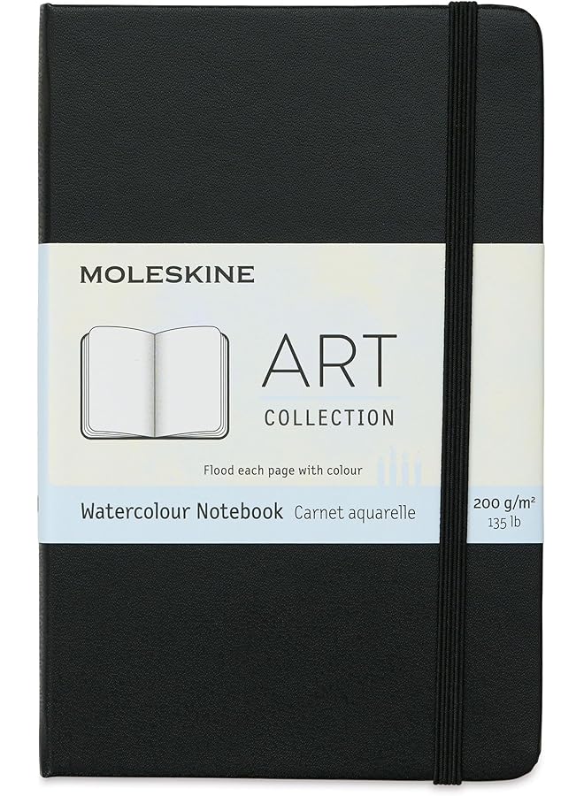 موليسكين دفتر ملاحظات بألوان مائية بغطاء صلب للجيب 3.5 بوصة × 5.5 بوصة أسود سادة 60 صفحة - Image 1