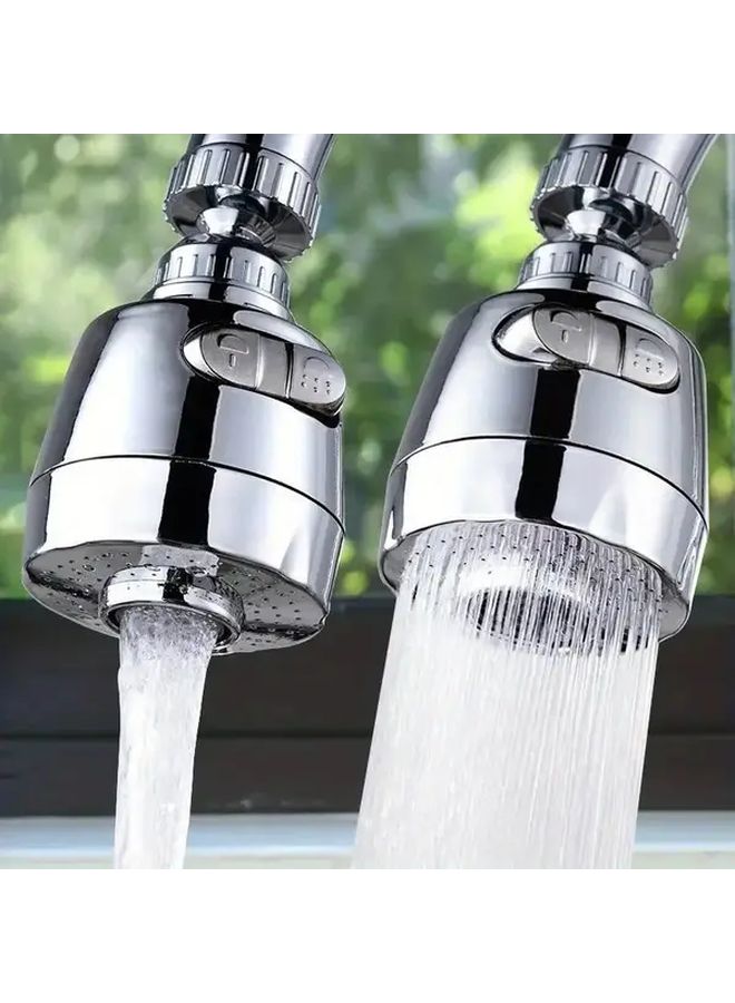 محول صنبور مطبخ دوار 360 درجة، امتداد رذاذ فضي من الأبس والفولاذ المقاوم للصدأ - Image 2