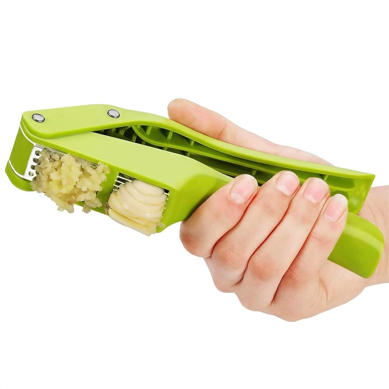 SWIUKPHE 2 in 1 Garlic Press Stainless Steel Garlic Mincer Chopper, Garlic Slicer Garlic Chopper Mincer, Slicer Garlic Crusher Tool, Professional Kitchen Gadgets Mincer Tool - Image 1